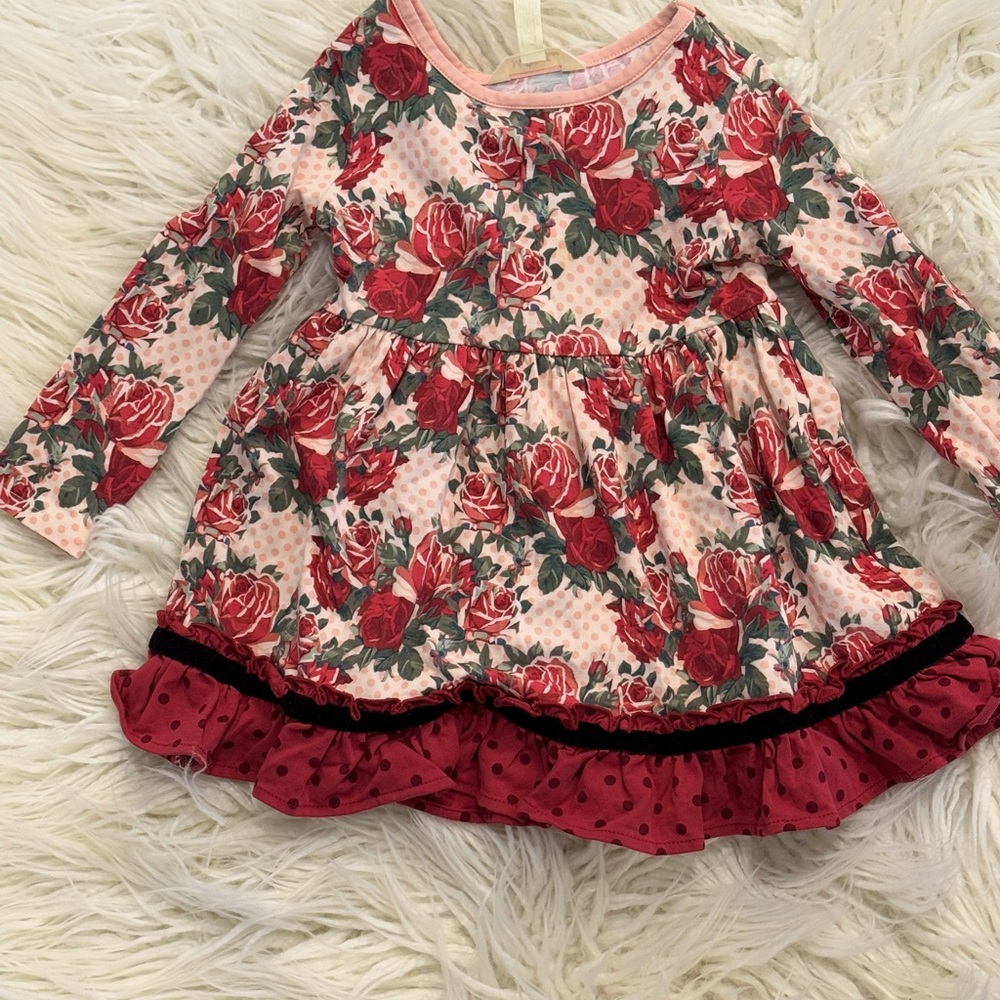 Matilda Jane Pink and Red Floral Kids Dress